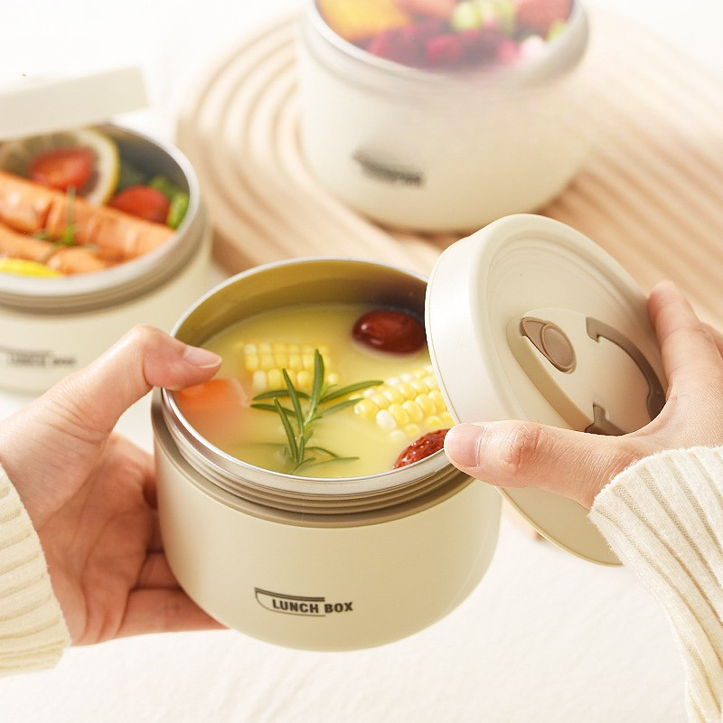 (SCONTO DEL 30%) Set di 2 Contenitori Termici in Acciaio Inox 304 – Con Borsa Termica e Set di Posate