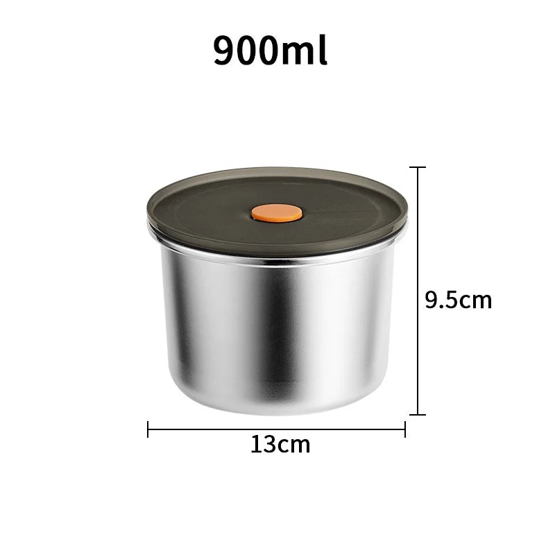 (SPEDIZIONE GRATUITA) Set Di Contenitori Alimentari Rotondi Antibatterici In Acciaio Inox Con Coperchio Sottovuoto