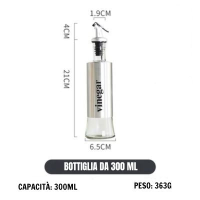 (30% DI SCONTO) Bottiglie di vetro per olio da cucina e salsa di soia rivestite in acciaio inossidabile 304 con beccucci antigoccia.