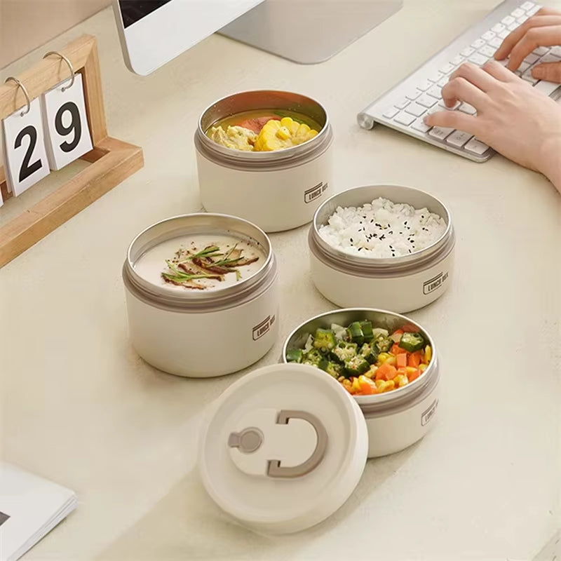 (SCONTO DEL 30%) Set di 2 Contenitori Termici in Acciaio Inox 304 – Con Borsa Termica e Set di Posate