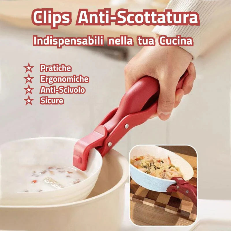 (30% DI SCONTO%) Set da 4 Clips Anti-Scottatura - Il Tuo Alleato Sicuro in Cucina