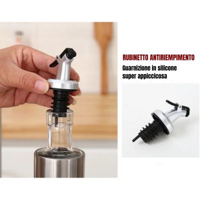 (30% DI SCONTO) Bottiglie di vetro per olio da cucina e salsa di soia rivestite in acciaio inossidabile 304 con beccucci antigoccia.