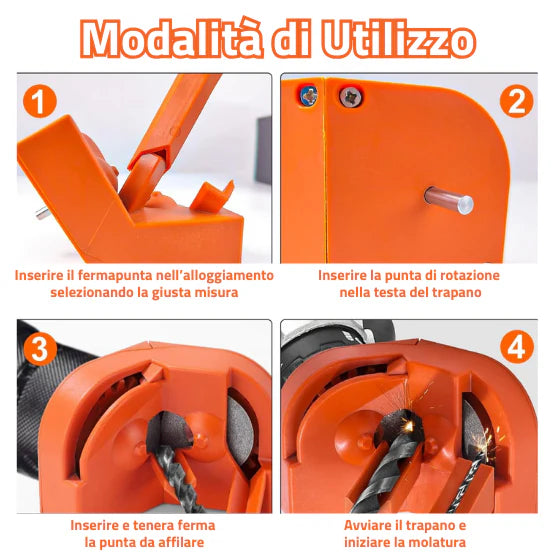 (30% DI SCONTO%) Eddy - Affilatore Multiplo Professionale per Punte da Trapano
