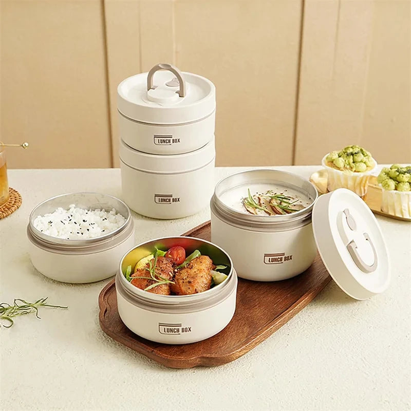 (SCONTO DEL 30%) Set di 2 Contenitori Termici in Acciaio Inox 304 – Con Borsa Termica e Set di Posate