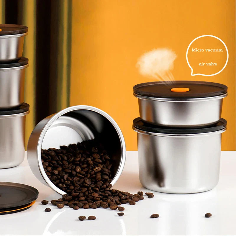 (SPEDIZIONE GRATUITA) Set Di Contenitori Alimentari Rotondi Antibatterici In Acciaio Inox Con Coperchio Sottovuoto