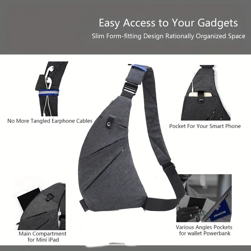 Borsa a Tracolla Antifurto da Viaggio - Tecnologia di Blocco RFID.