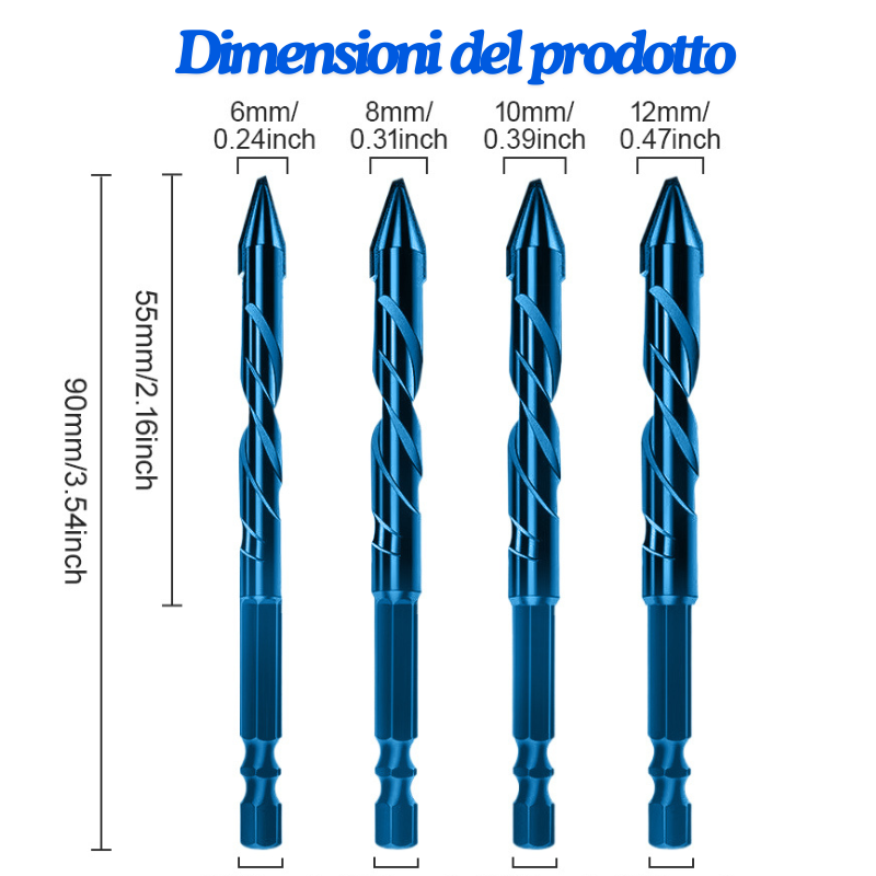 (30% DI SCONTO) Set di 4 punte per titanio, fora tutti i materiali