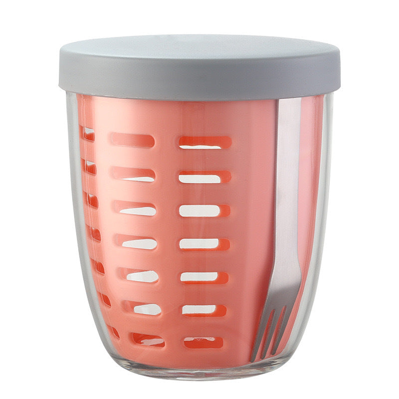 (30% DI SCONTO) Tazza 2 in 1 per Insalata e Frutta – Pratica da Portare, Perfetta per Ogni Momento!