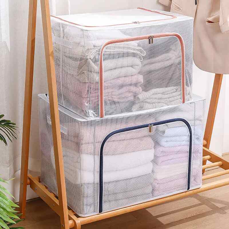 (30% di sconto) Scatola portaoggetti con struttura in acciaio trasparente