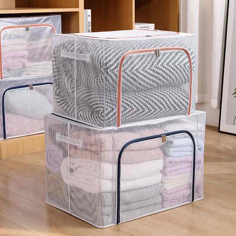 (30% di sconto) Scatola portaoggetti con struttura in acciaio trasparente