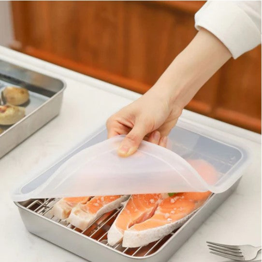 (30% DI SCONTO) Vassoio rettangolare in acciaio inox con coperchio