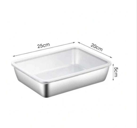 (30% DI SCONTO) Vassoio rettangolare in acciaio inox con coperchio