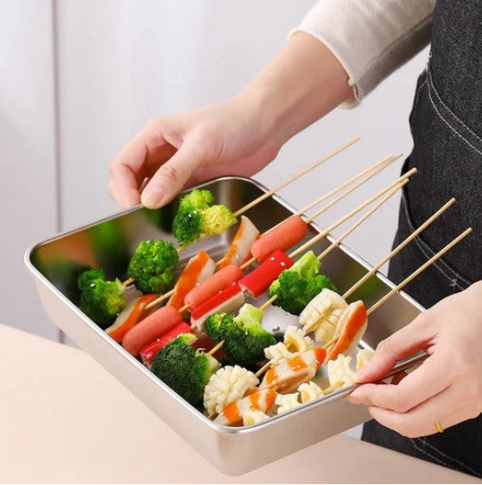 (30% DI SCONTO) Vassoio rettangolare in acciaio inox con coperchio