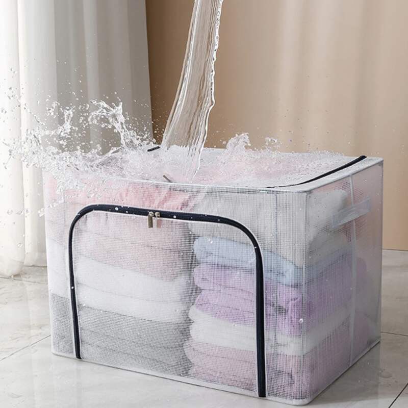 (30% di sconto) Scatola portaoggetti con struttura in acciaio trasparente