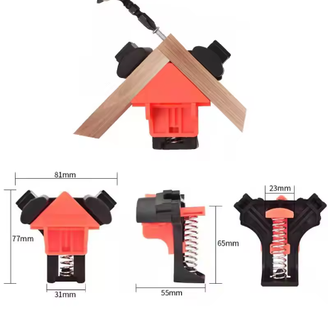 (OFERTA CALIENTE) Accessori fissi: 1 set di 4 morse ad angolo retto per carpenteria, foratura cornici a 90°