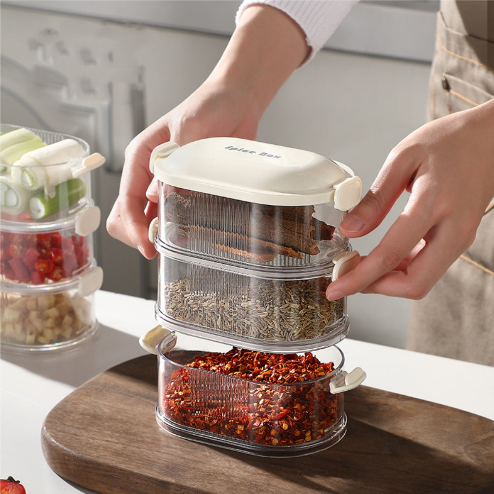 (OFERTA CALIENTE) Set di 3 contenitori impilabili per alimenti e spezie