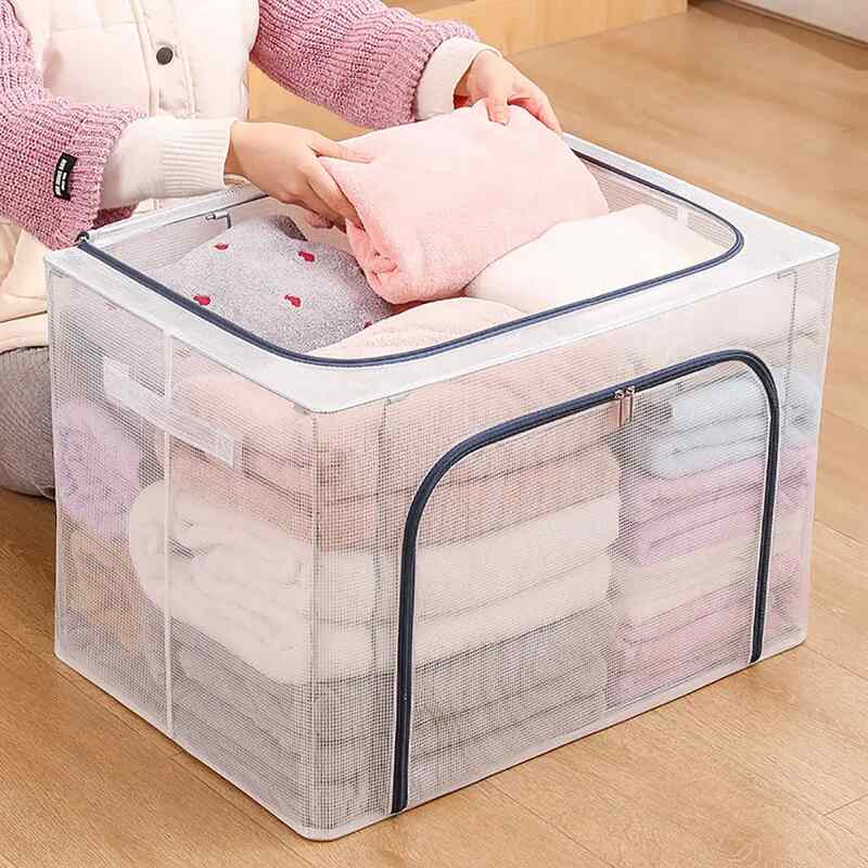 (30% di sconto) Scatola portaoggetti con struttura in acciaio trasparente