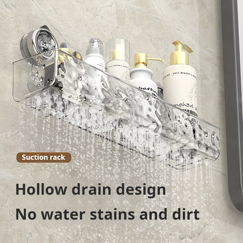(OFERTA CALIENTE) Mensola da parete per bagno con 4 ganci a ventosa, bellissimo e lussuoso motivo ondulato