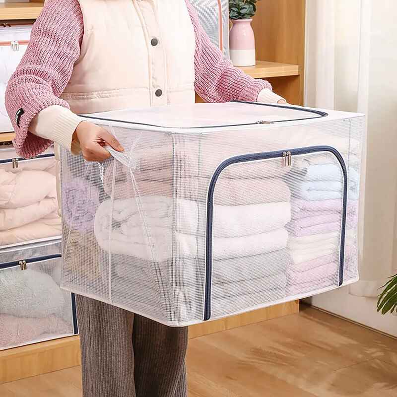 (30% di sconto) Scatola portaoggetti con struttura in acciaio trasparente