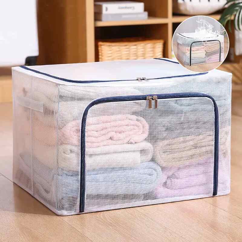 (30% di sconto) Scatola portaoggetti con struttura in acciaio trasparente