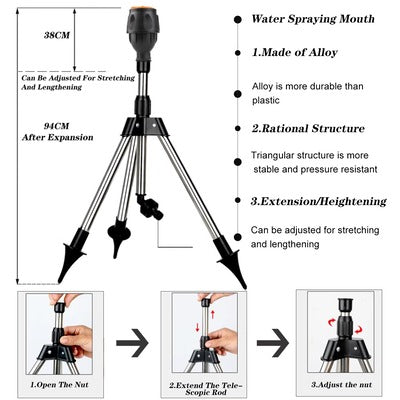 (SPEDIZIONE GRATUITA) Set Di Irrigatori Automatici Rotanti A 360° Con 3 Piedi Da Infilare Nel Terreno.