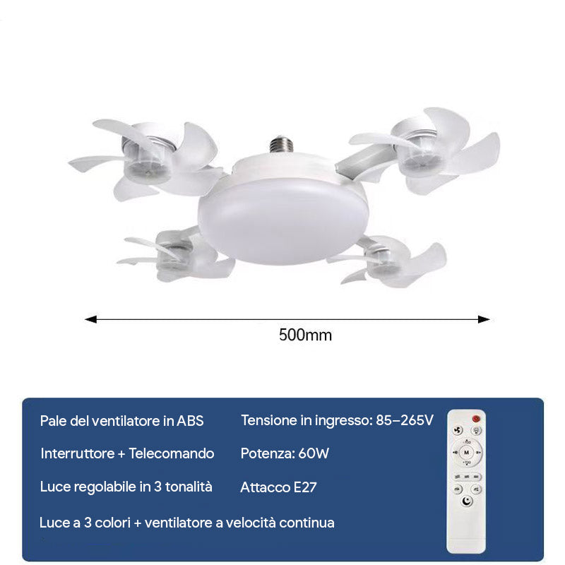 BreeLite™ Lampada con ventilatore compatto a 4 pale