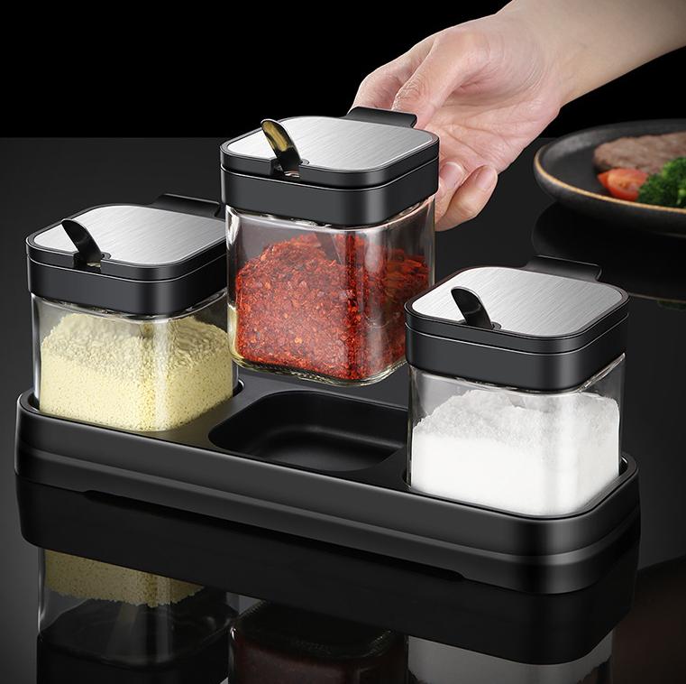 (30% DI SCONTO%) Set di portaspezie in vetro con cucchiaino