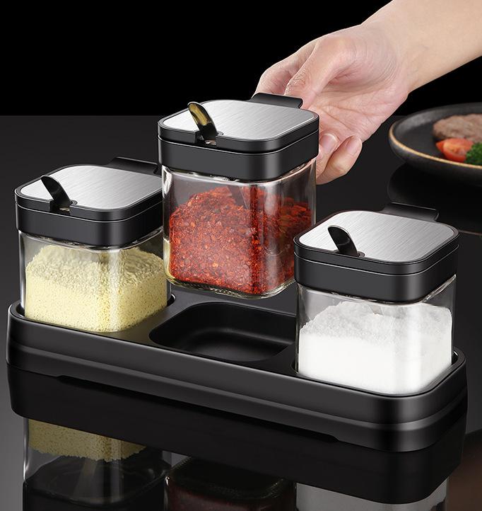 (30% DI SCONTO%) Set di portaspezie in vetro con cucchiaino