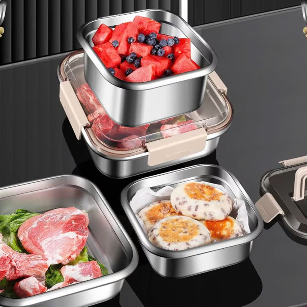 (30% DI SCONTO%) Nuovo box portaoggetti rettangolare in acciaio inox.
