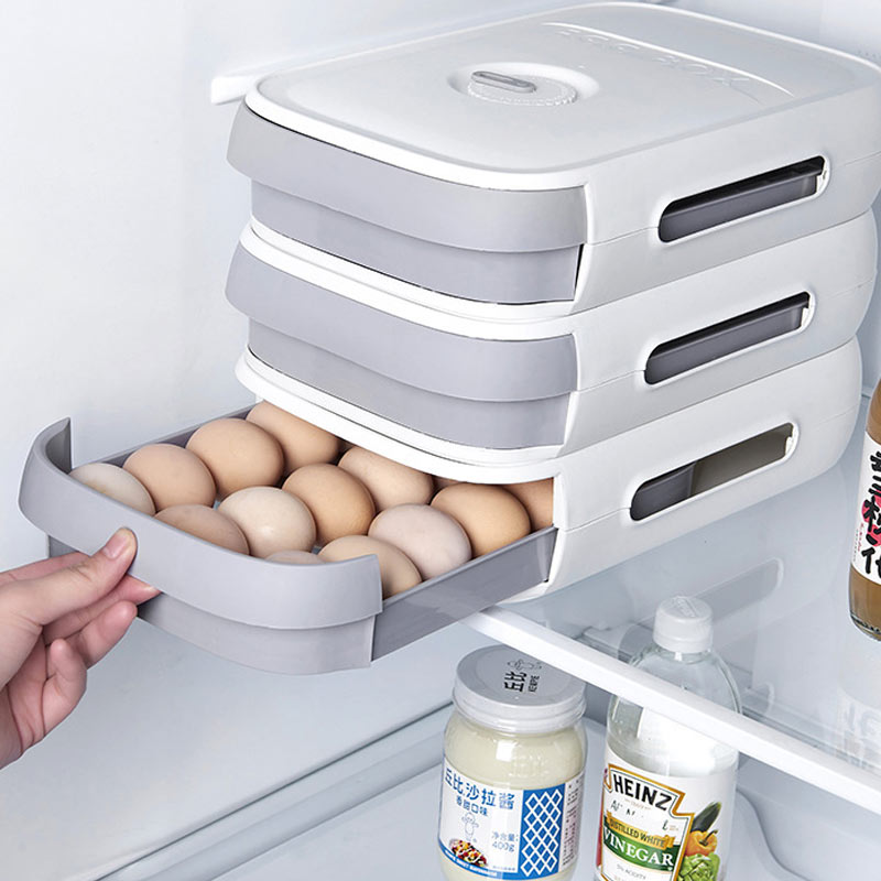 (30% DI SCONTO%) Porta Uova da Frigo con Coperchio e Cassetto Estraibile