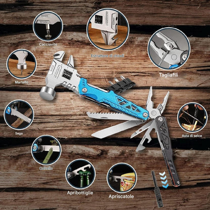 (30% DI SCONTO%) 18 in 1 Multi-Tool Ascia Ascia Pinze Martello Sega Cacciavite Apribottiglie Fodero in Nylon