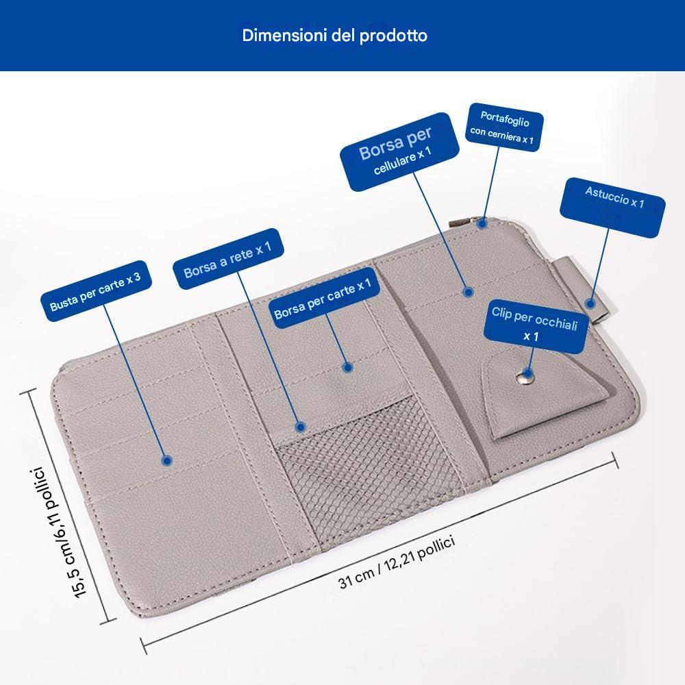 (30% DI SCONTO%) L'aletta Parasole Dell'auto Ha Un Porta Carte Con Cerniera Per Biglietti Da Visita