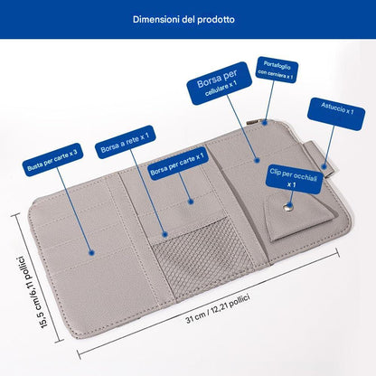(30% DI SCONTO%) L'aletta Parasole Dell'auto Ha Un Porta Carte Con Cerniera Per Biglietti Da Visita