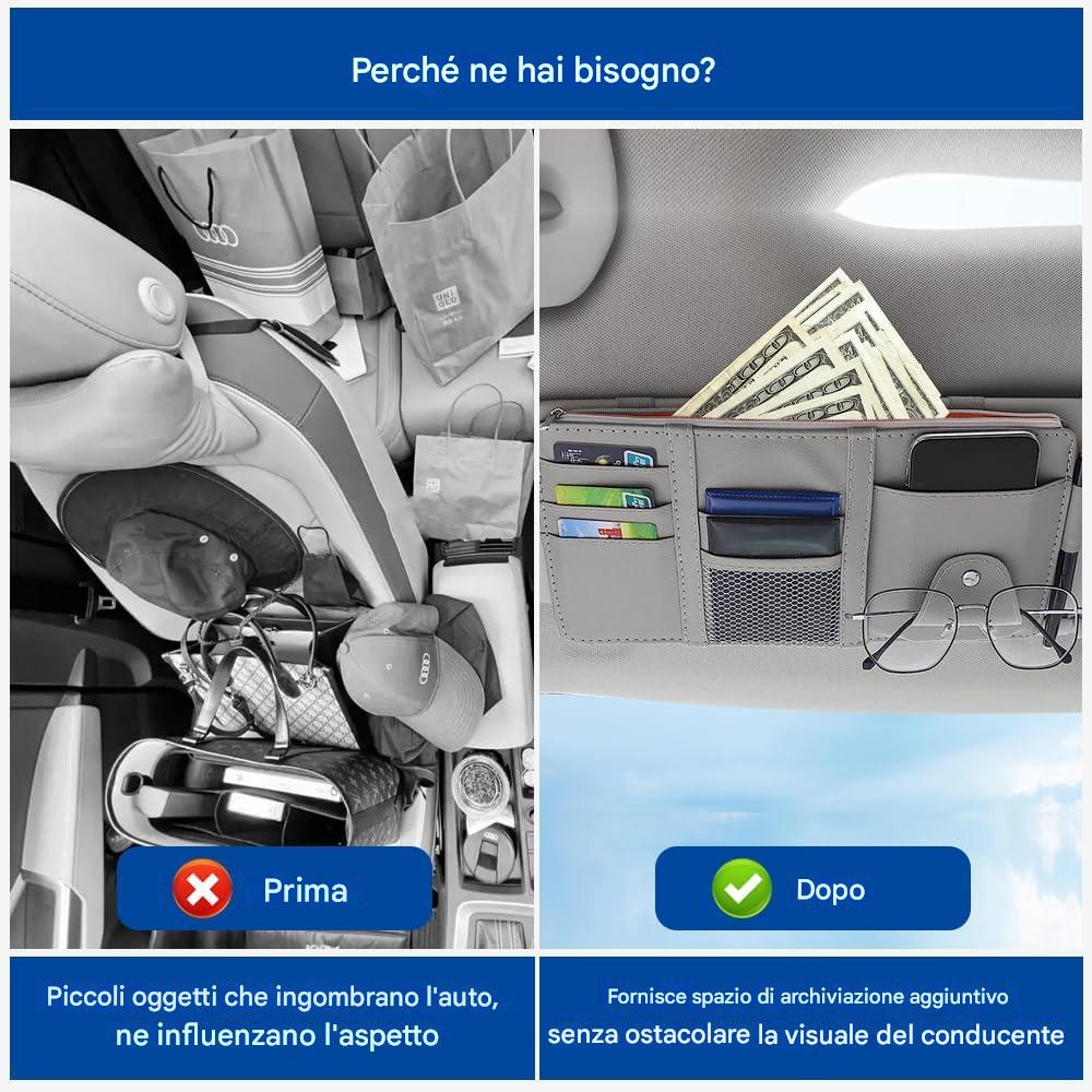 (30% DI SCONTO%) L'aletta Parasole Dell'auto Ha Un Porta Carte Con Cerniera Per Biglietti Da Visita