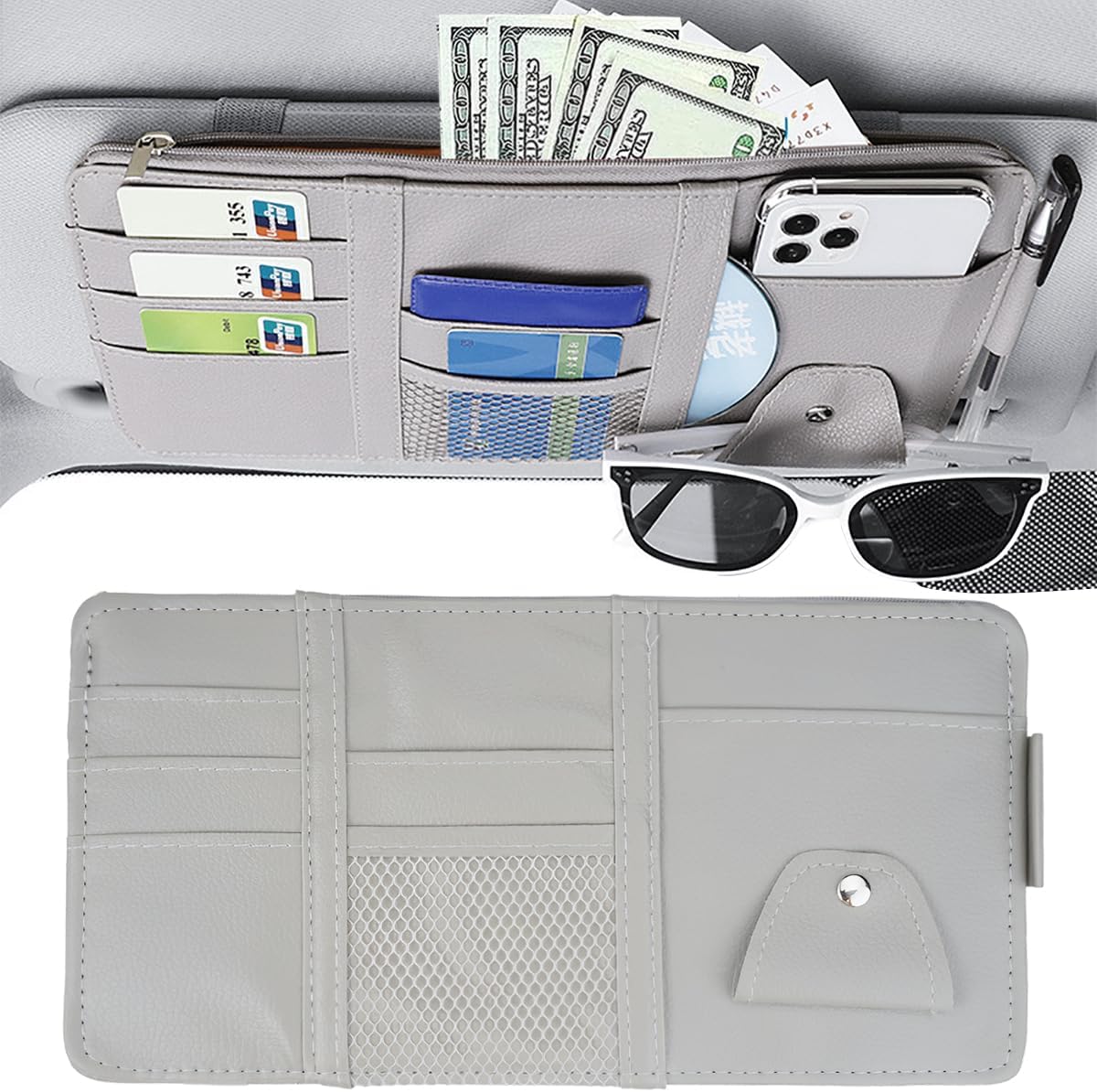 (30% DI SCONTO%) L'aletta Parasole Dell'auto Ha Un Porta Carte Con Cerniera Per Biglietti Da Visita
