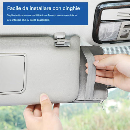 (30% DI SCONTO%) L'aletta Parasole Dell'auto Ha Un Porta Carte Con Cerniera Per Biglietti Da Visita