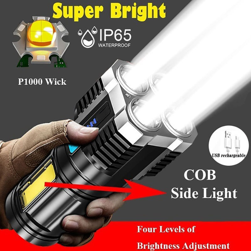 (30% DI SCONTO) Rechargeable Multifunctional Camping Torch with 4 Lamp Beads