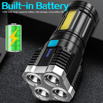 (30% DI SCONTO) Rechargeable Multifunctional Camping Torch with 4 Lamp Beads