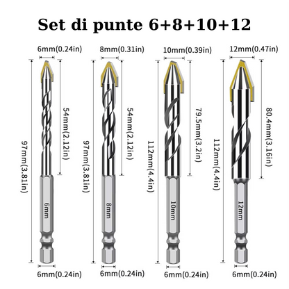 (Spedizione gratuita) Set Di 4 Punte Multifunzione Per Forare Marmo