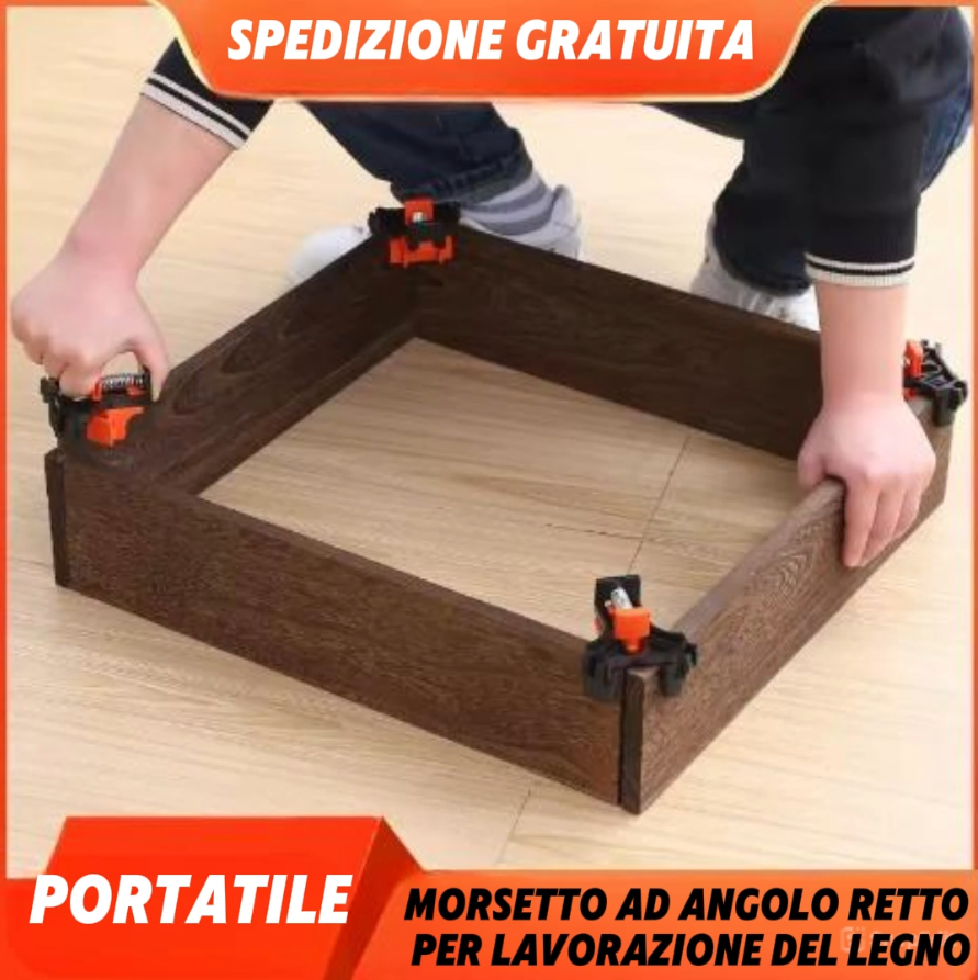 (OFERTA CALIENTE) Accessori fissi: 1 set di 4 morse ad angolo retto per carpenteria, foratura cornici a 90°