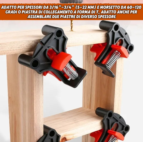 (OFERTA CALIENTE) Accessori fissi: 1 set di 4 morse ad angolo retto per carpenteria, foratura cornici a 90°