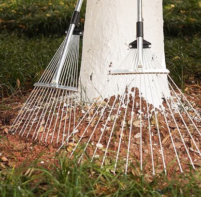 (30% di sconto) Rastrello da giardino retrattile in acciaio inox